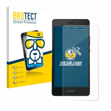 Vorderseite einer Produktverpackung mit dem Markenlogo BROTECT. Daneben ist das Gerät Huawei P9 Lite 2016 mit dem zugehörigen 