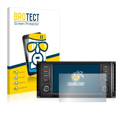 Parte frontal de un envase de producto con el logotipo de la marca BROTECT. Al lado se muestra el dispositivo Seat Ateca 2016 