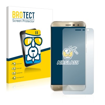 Face avant d’un emballage produit avec le logo de la marque BROTECT. À côté, l’appareil ASUS ZenFone 3 ZE552KL est représenté 
