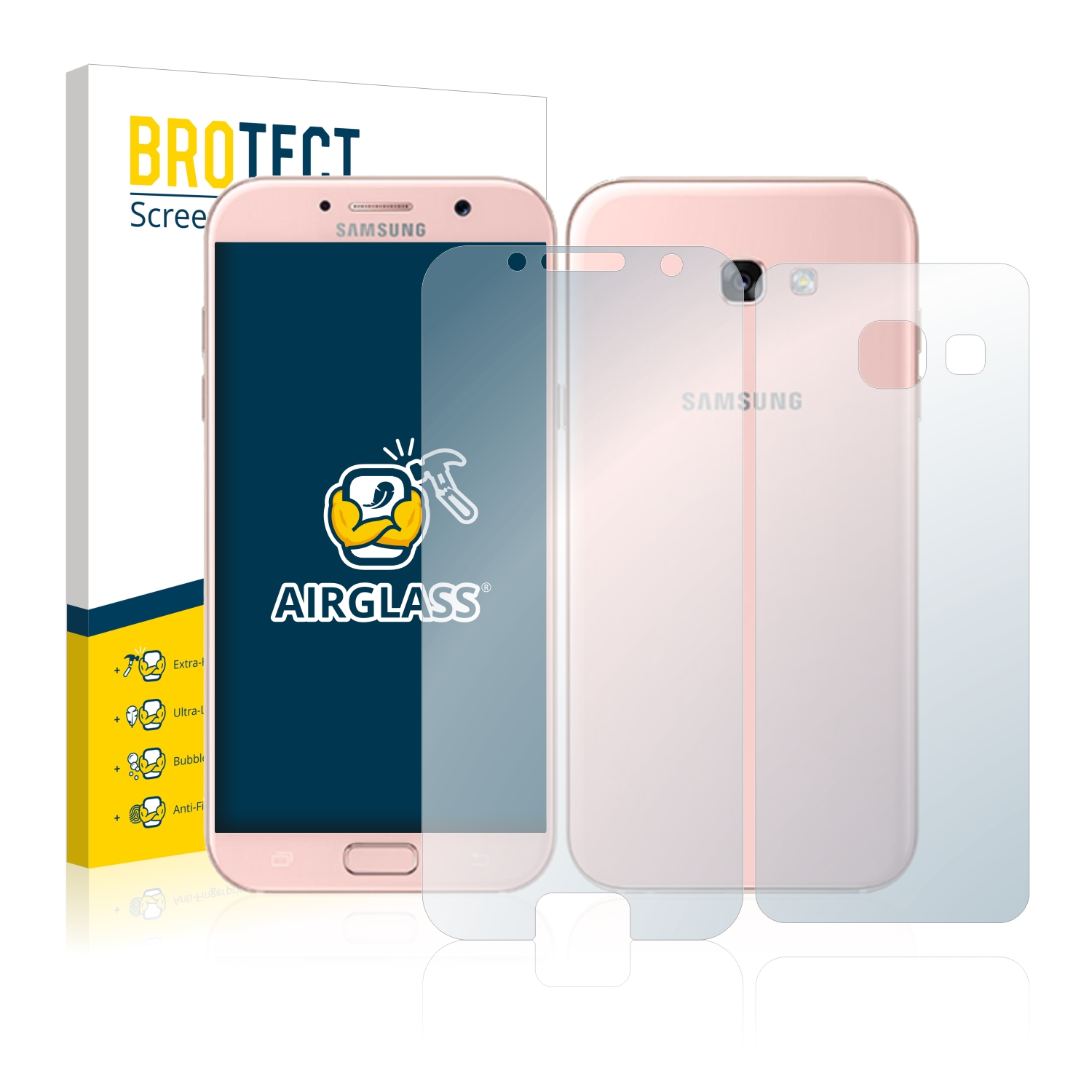 BROTECT AirGlass čirá skleněná fólie pro Samsung Galaxy A3 2017 (přední + zadní strana)