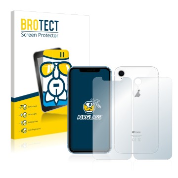 Parte frontale di una confezione del prodotto con il logo del marchio BROTECT. Accanto è raffigurato il dispositivo Apple iPho