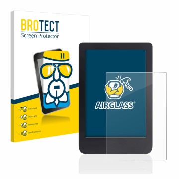 Face avant d’un emballage produit avec le logo de la marque BROTECT. À côté, l’appareil Tolino Shine 3 est représenté avec la 