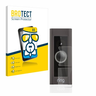 Vorderseite einer Produktverpackung mit dem Markenlogo BROTECT. Daneben ist das Gerät Ring Video Doorbell Pro mit dem zugehöri