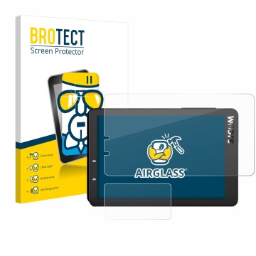 Parte frontal de un envase de producto con el logotipo de la marca BROTECT. Al lado se muestra el dispositivo SJCAM SJ8 Pro co