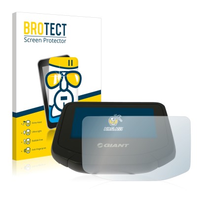 Front side of a product packaging with the brand logo BROTECT. Next to it is the device Giant RideControl Evo shown with the c