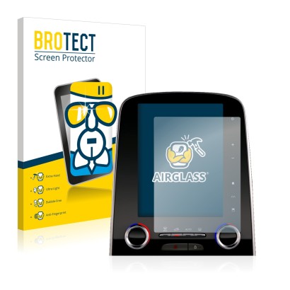 Front side of a product packaging with the brand logo BROTECT. Next to it is the device Renault Espace R-Link 2 8.7