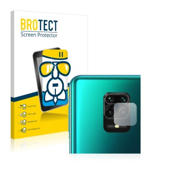 Parte frontale di una confezione del prodotto con il logo del marchio BROTECT. Accanto è raffigurato il dispositivo Xiaomi Red