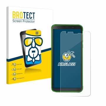 Face avant d’un emballage produit avec le logo de la marque BROTECT. À côté, l’appareil Blackview BV6300 Pro est représenté av