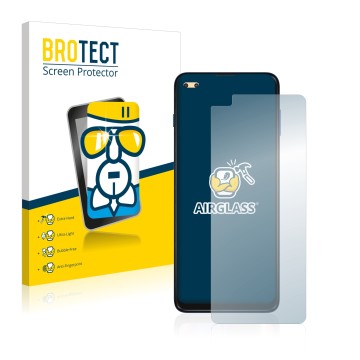 Parte frontal de un envase de producto con el logotipo de la marca BROTECT. Al lado se muestra el dispositivo Motorola Moto G 