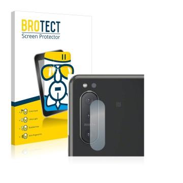 Parte frontale di una confezione del prodotto con il logo del marchio BROTECT. Accanto è raffigurato il dispositivo Sony Xperi