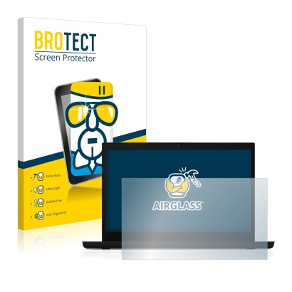 Front side of a product packaging with the brand logo BROTECT. Next to it is the device Lenovo ThinkPad L15 shown with the cor