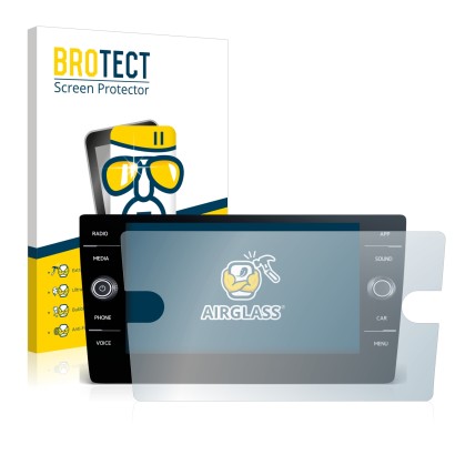 Front side of a product packaging with the brand logo BROTECT. Next to it is the device Volkswagen T-Roc United TSI 2020 Disco