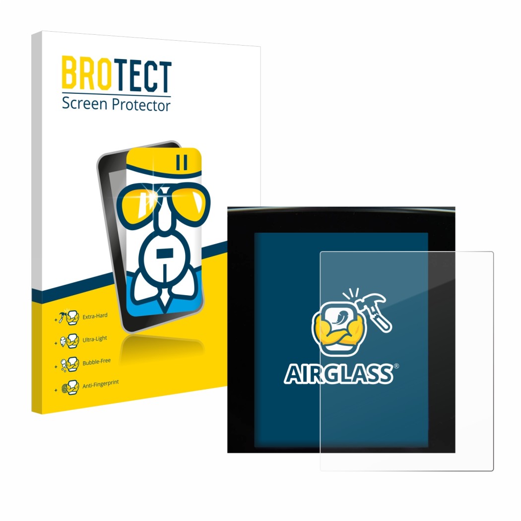 Front side of a product packaging with the brand logo BROTECT. Next to it is the device Renault Megane 4 2020 Multimedia Easy 