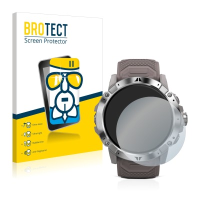 Vorderseite einer Produktverpackung mit dem Markenlogo BROTECT. Daneben ist das Gerät Coros Vertix 2 mit dem zugehörigen Displ