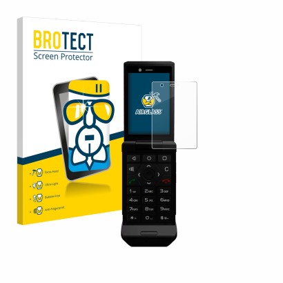 Vorderseite einer Produktverpackung mit dem Markenlogo BROTECT. Daneben ist das Gerät Caterpillar Cat S22 Flip mit dem zugehör