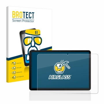 Front side of a product packaging with the brand logo BROTECT. Next to it is the device Samsung Galaxy Tab S8 WiFi shown with 