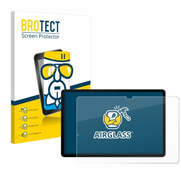 Front side of a product packaging with the brand logo BROTECT. Next to it is the device Samsung Galaxy Tab S8 Plus WiFi shown 