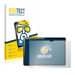 Parte frontal de un envase de producto con el logotipo de la marca BROTECT. Al lado se muestra el dispositivo Lenovo Tab M10 (