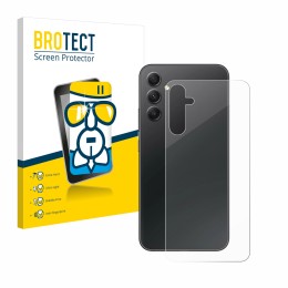 Front side of a product packaging with the brand logo BROTECT. Next to it is the device Samsung Galaxy A34 5G (Back) shown wit