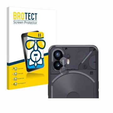 Vorderseite einer Produktverpackung mit dem Markenlogo BROTECT. Daneben ist das Gerät Nothing Phone (2) (NUR Kameraschutz) mit