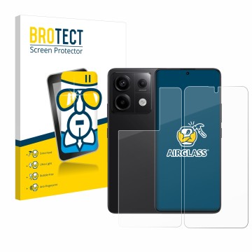 Front side of a product packaging with the brand logo BROTECT. Next to it is the device Xiaomi Redmi Note 13 Pro 5G (Front+Bac