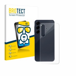 Parte frontal de un envase de producto con el logotipo de la marca BROTECT. Al lado se muestra el dispositivo Samsung Galaxy A
