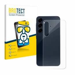 Parte frontal de un envase de producto con el logotipo de la marca BROTECT. Al lado se muestra el dispositivo Samsung Galaxy A