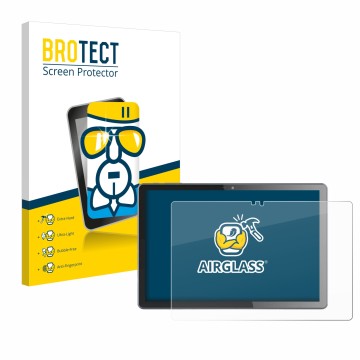 Parte frontal de un envase de producto con el logotipo de la marca BROTECT. Al lado se muestra el dispositivo VALE V10E-LTE co