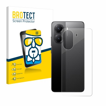 Parte frontale di una confezione del prodotto con il logo del marchio BROTECT. Accanto è raffigurato il dispositivo Xiaomi Poc