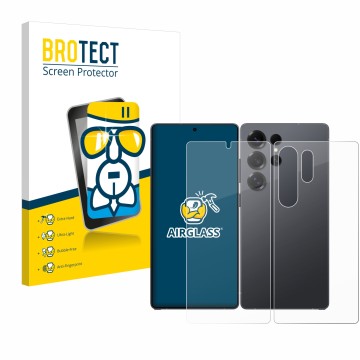 Parte frontale di una confezione del prodotto con il logo del marchio BROTECT. Accanto è raffigurato il dispositivo Samsung Ga