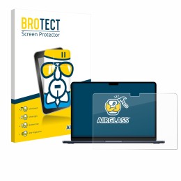 Vorderseite einer Produktverpackung mit dem Markenlogo BROTECT. Daneben ist das Gerät Apple MacBook Air 13