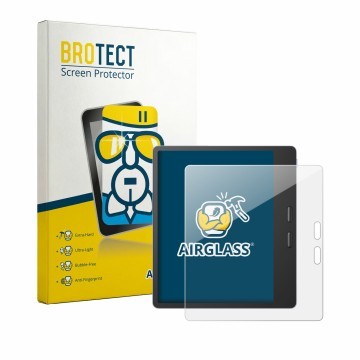 Parte frontal de un envase de producto con el logotipo de la marca BROTECT. Al lado se muestra el dispositivo Boox Leaf 5 con 