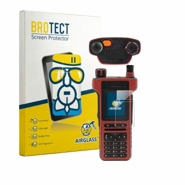 Parte frontale di una confezione del prodotto con il logo del marchio BROTECT. Accanto è raffigurato il dispositivo Motorola M