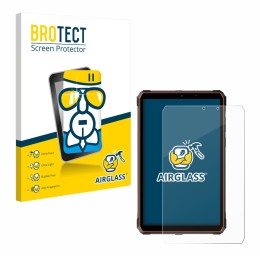 Parte frontal de un envase de producto con el logotipo de la marca BROTECT. Al lado se muestra el dispositivo Blackview Active