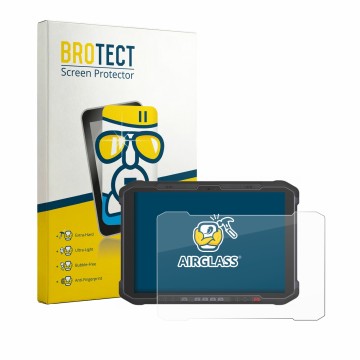 Face avant d’un emballage produit avec le logo de la marque BROTECT. À côté, l’appareil Newland Speedata SD100 Orion II est re