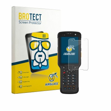 Face avant d’un emballage produit avec le logo de la marque BROTECT. À côté, l’appareil Newland Speedata SD35 Leo est représen