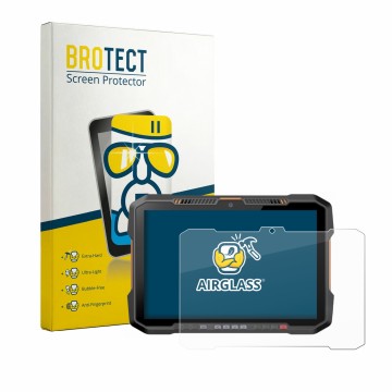 Vorderseite einer Produktverpackung mit dem Markenlogo BROTECT. Daneben ist das Gerät Newland Speedata SD100 Orion Plus mit de