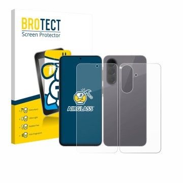 Vorderseite einer Produktverpackung mit dem Markenlogo BROTECT. Daneben ist das Gerät Samsung Galaxy A57 5G (Display+Rückseite
