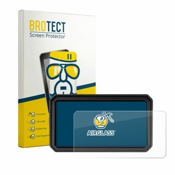 Front side of a product packaging with the brand logo BROTECT. Next to it is the device WonVon Motorrad Carplay 7