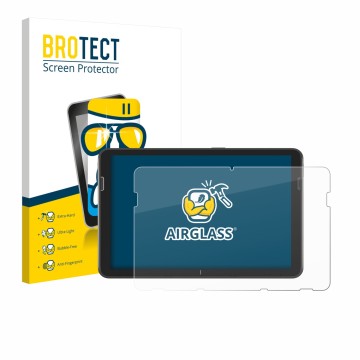 Face avant d’un emballage produit avec le logo de la marque BROTECT. À côté, l’appareil Zebra ET401 10.1