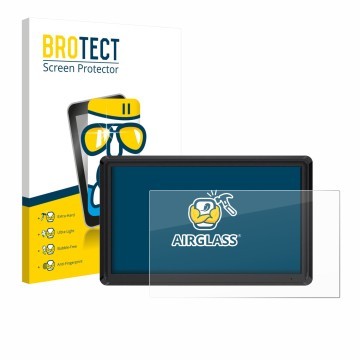 Vorderseite einer Produktverpackung mit dem Markenlogo BROTECT. Daneben ist das Gerät Feelworld FW568 V3 6