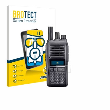 Vorderseite einer Produktverpackung mit dem Markenlogo BROTECT. Daneben ist das Gerät Icom IC-T10 mit dem zugehörigen Displays