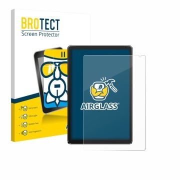 Vorderseite einer Produktverpackung mit dem Markenlogo BROTECT. Daneben ist das Gerät Ainmel AMLC12 10.1