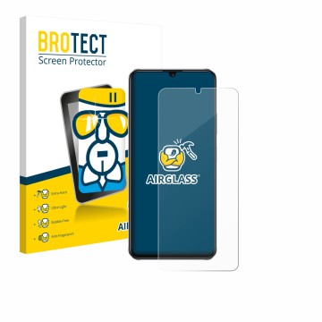 Parte frontal de un envase de producto con el logotipo de la marca BROTECT. Al lado se muestra el dispositivo Huawei Nova Y63 