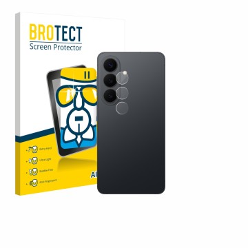 Parte frontale di una confezione del prodotto con il logo del marchio BROTECT. Accanto è raffigurato il dispositivo Samsung Ga