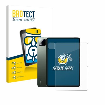 Vorderseite einer Produktverpackung mit dem Markenlogo BROTECT. Daneben ist das Gerät Xiaomi Pad 8 Pro (Display+Kamera) mit de