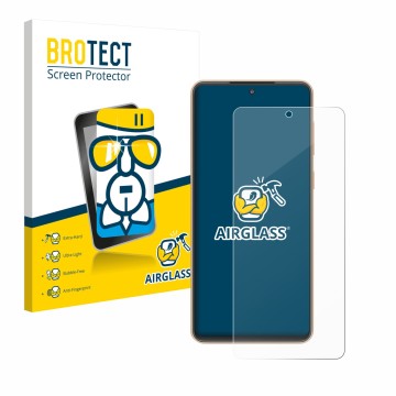 Vorderseite einer Produktverpackung mit dem Markenlogo BROTECT. Daneben ist das Gerät Samsung Galaxy F55 mit dem zugehörigen D