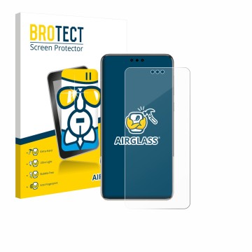 Parte frontal de un envase de producto con el logotipo de la marca BROTECT. Al lado se muestra el dispositivo Huawei Mate 60 P