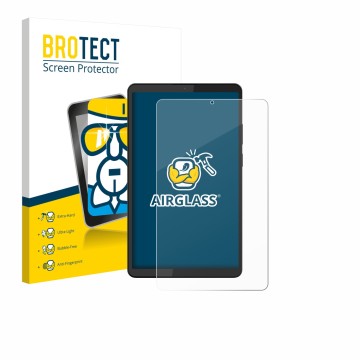 Front side of a product packaging with the brand logo BROTECT. Next to it is the device Barnes & Noble Nook Reading Tablet 8.7