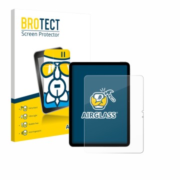 Front side of a product packaging with the brand logo BROTECT. Next to it is the device Apple iPad Air 13